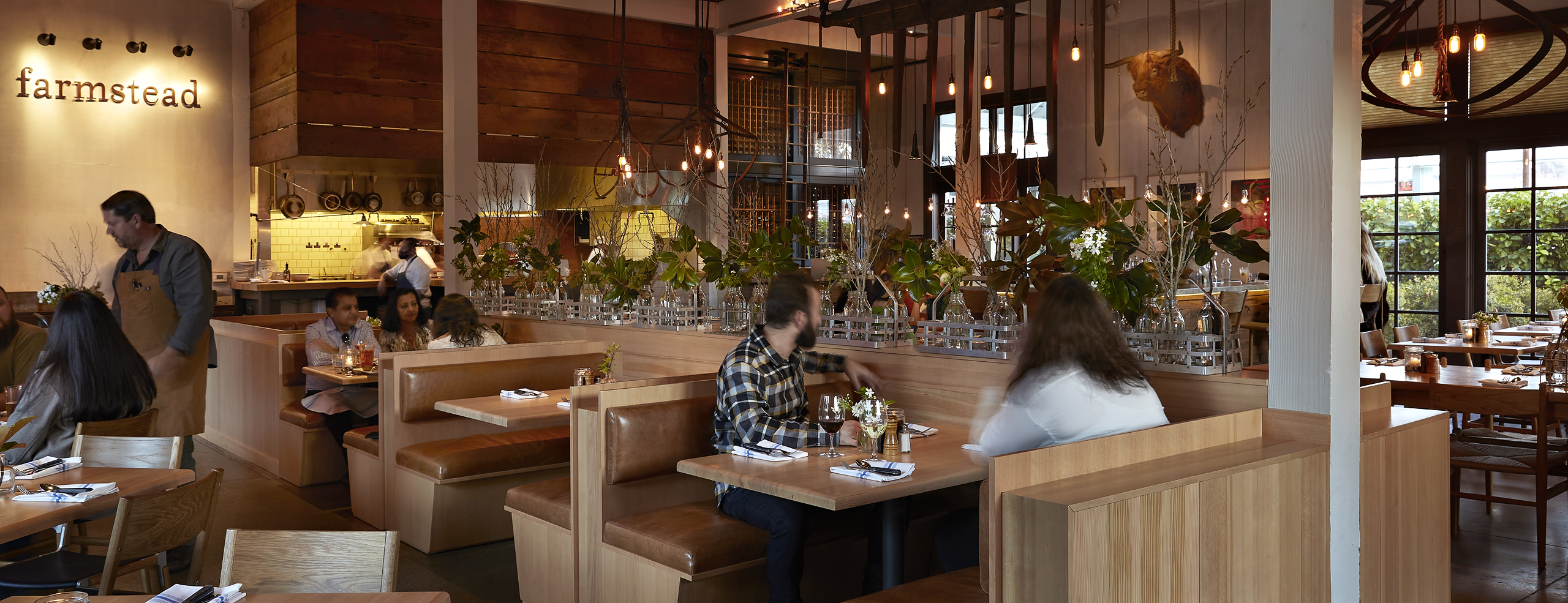 The dining room at Farmstead at Long Meadow Ranch.